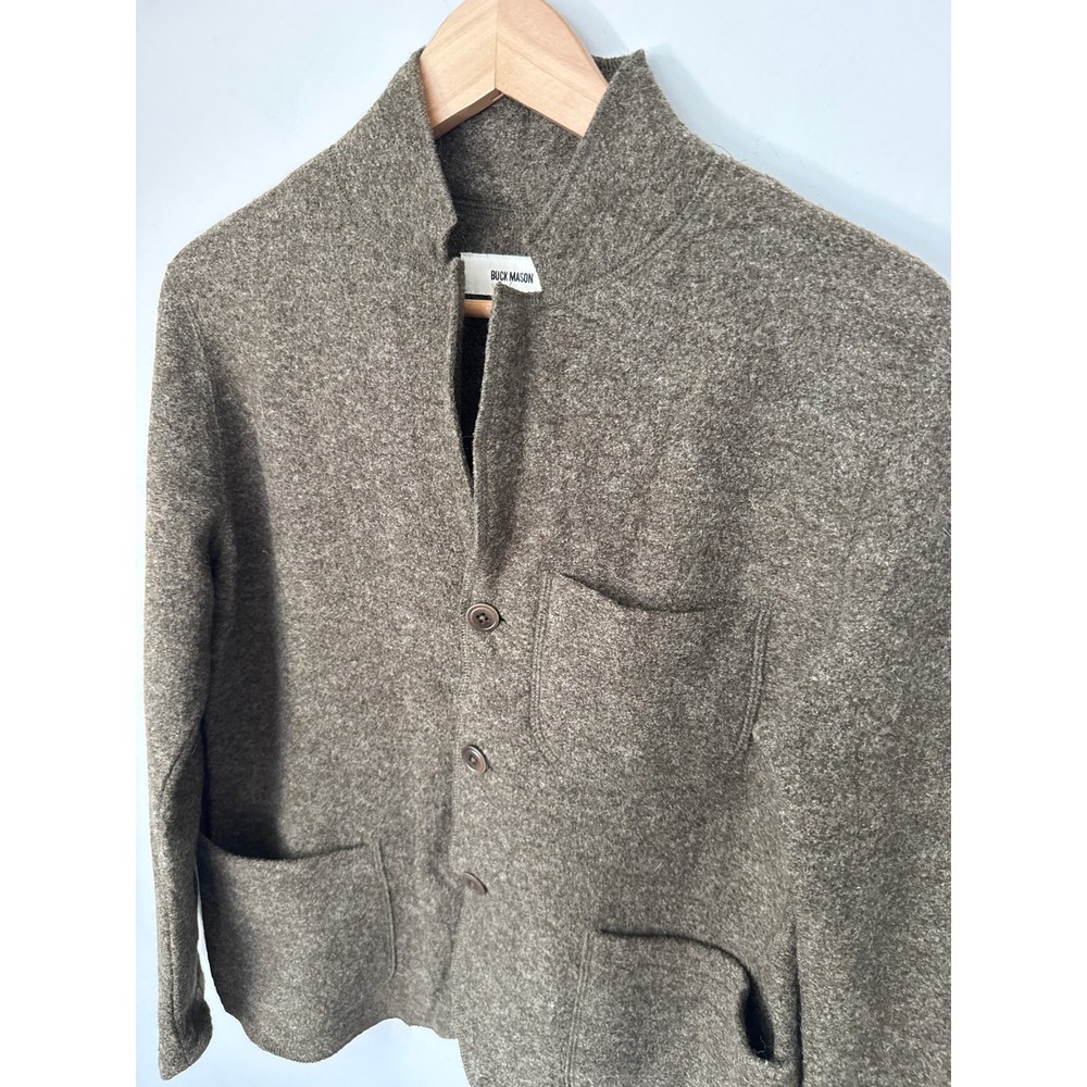 Buck Mason Mens Medium Felted 100% Merino Wool Chore Coat Olive Green Jacket